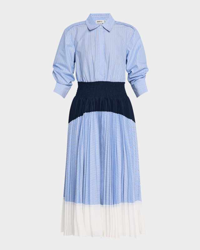 Jenella Pleated Combo Midi Dress